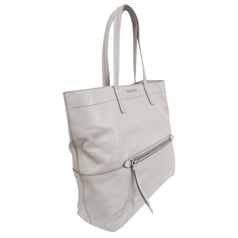 

Miu Miu White Vitello Leather Tote
