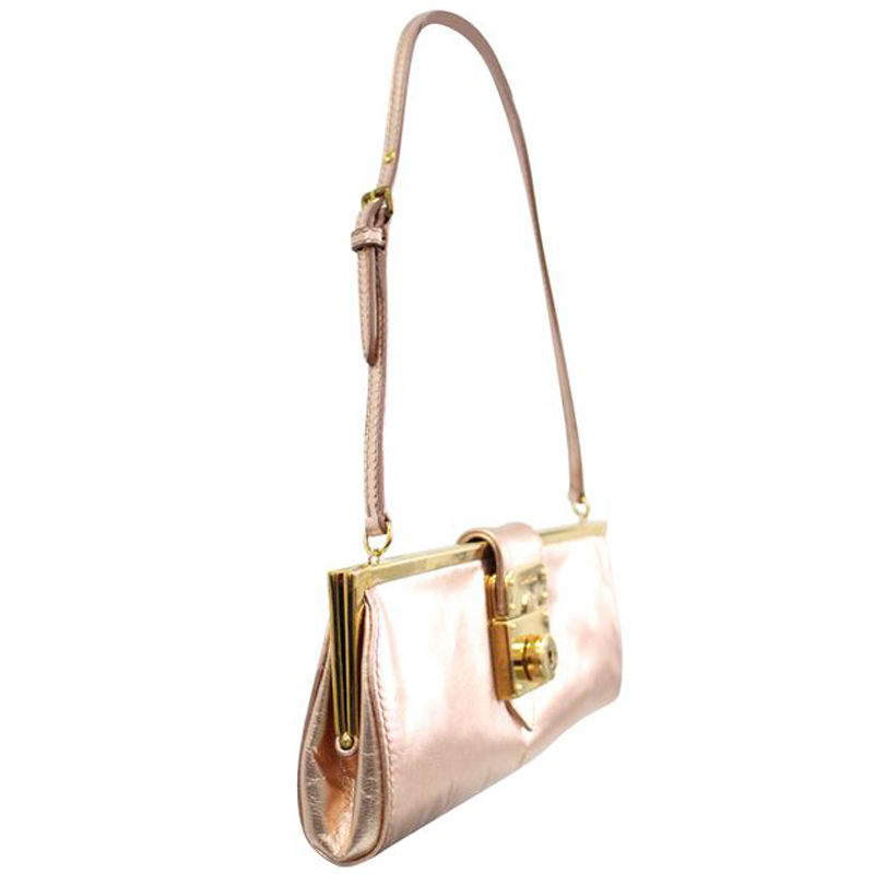 

Miu Miu Metalic Pink Leather Baguette Bag