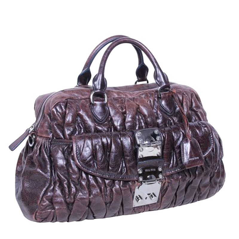 

Miu Miu Brown Matelasse Leather  Tote Bag