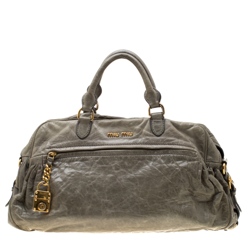 Miu Miu Green Leather Charm Satchel 