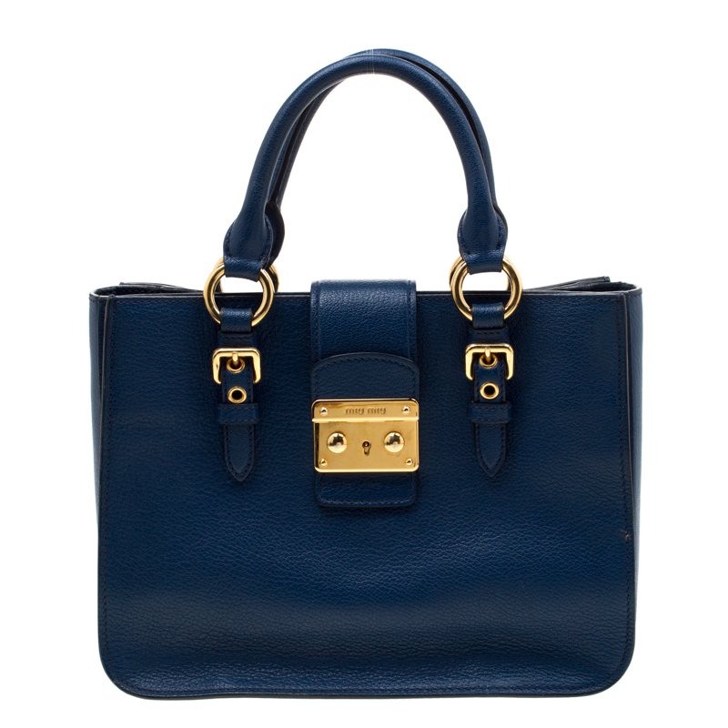 Miu Miu Royal Blue Leather Madras Top Handle Bag Miu Miu | The Luxury ...