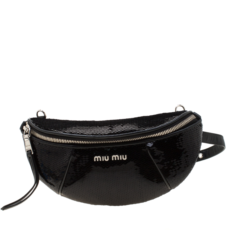 Miu Miu Black Sequins Leather Belt-Bag Miu Miu | The Luxury Closet