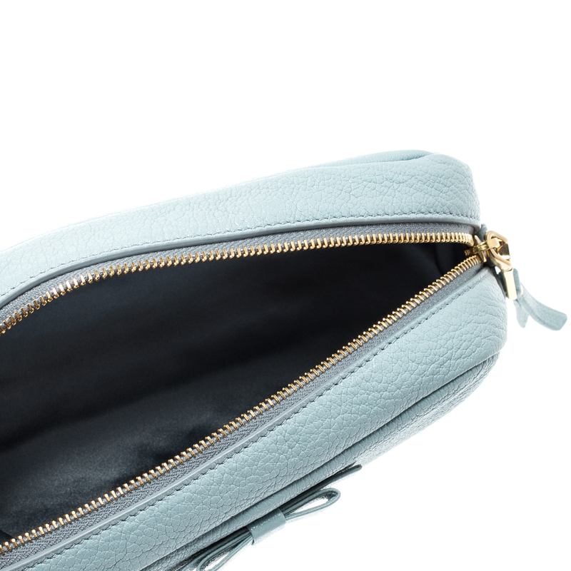 

Miu Miu Light Blue Leather Bow Cosmetic Pouch