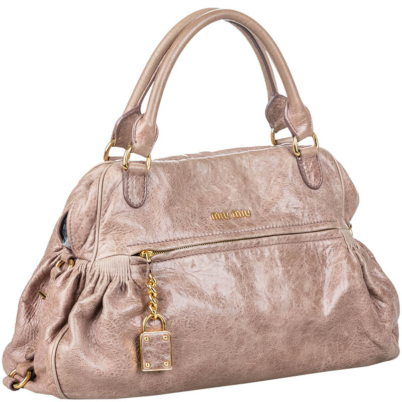 

Miu Miu Pink Lambskin Leather Shoulder Bag, Beige