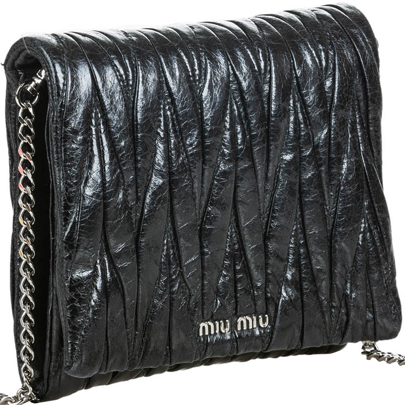 

Miu Miu Black Matelasse Lux Leather Chain Crossbody Bag
