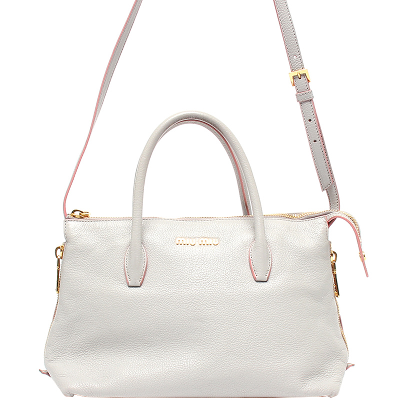 Miu Miu Gray Leather Top Handle Bag Miu Miu TLC