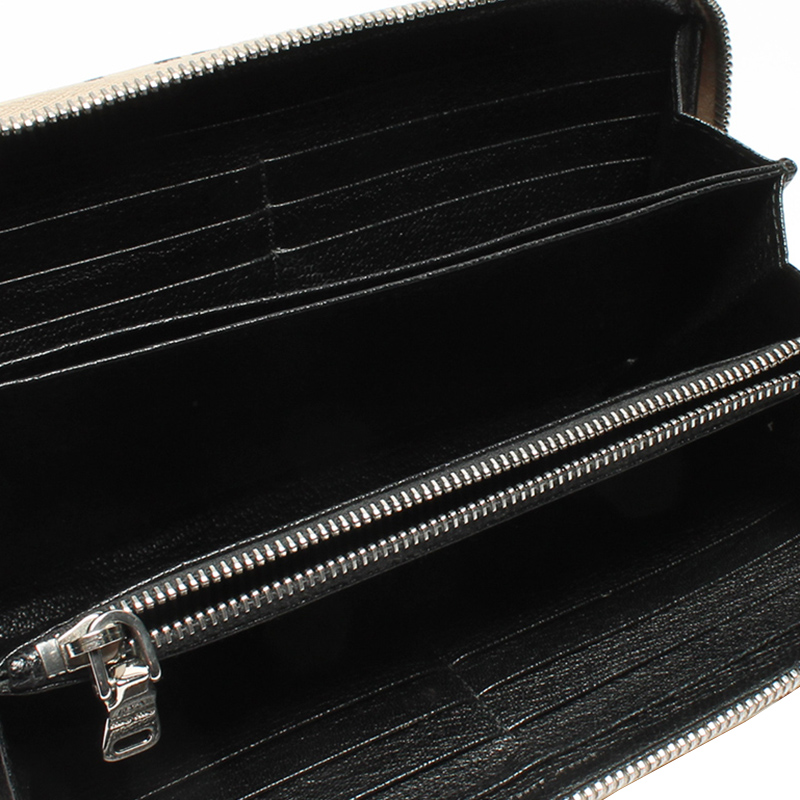 

Miu Miu Beige/Black Leather Cat Zip Around Wallet