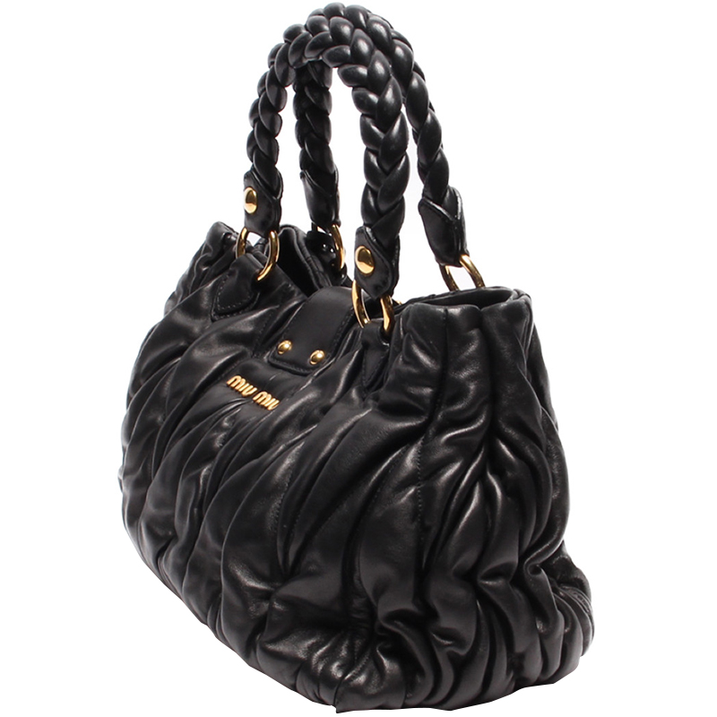 

Miu Miu Black Matelasse Lux Leather Bauletto Shoulder Bag