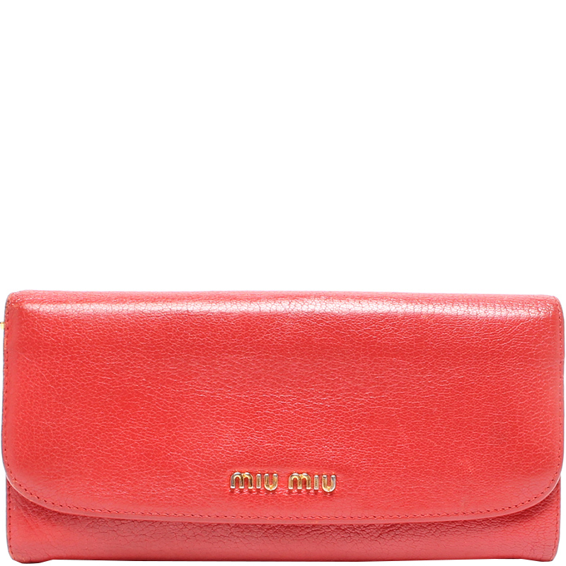 Miu Miu Red Leather Continental Wallet