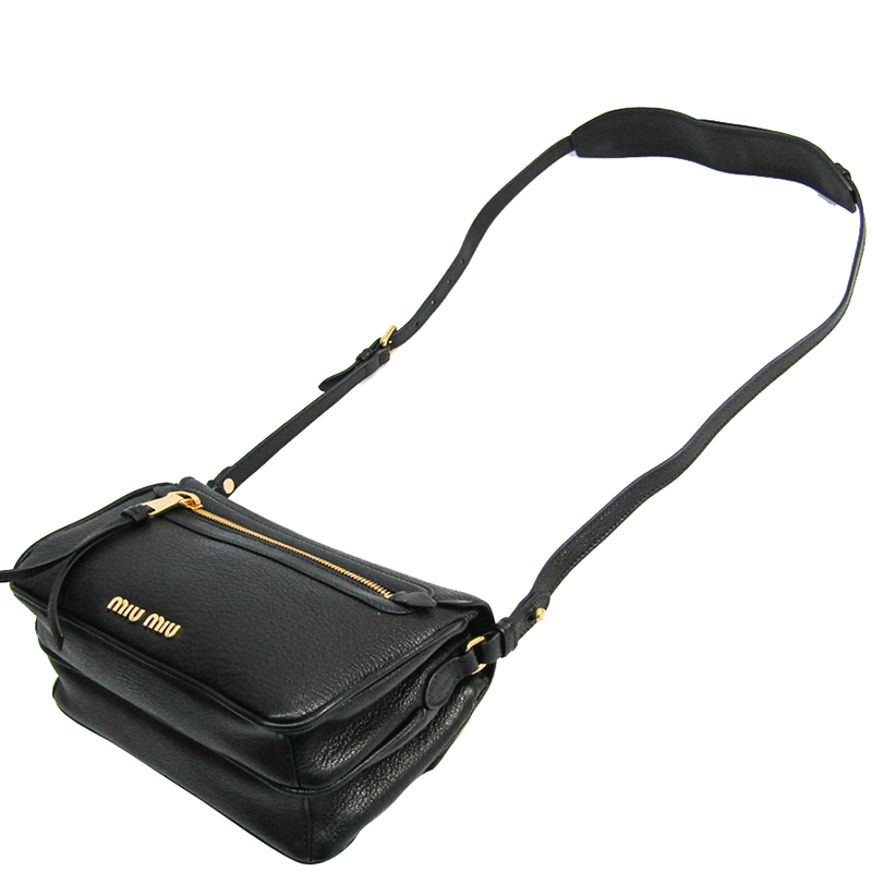 

Miu Miu Black Leather Madras Shoulder Bag
