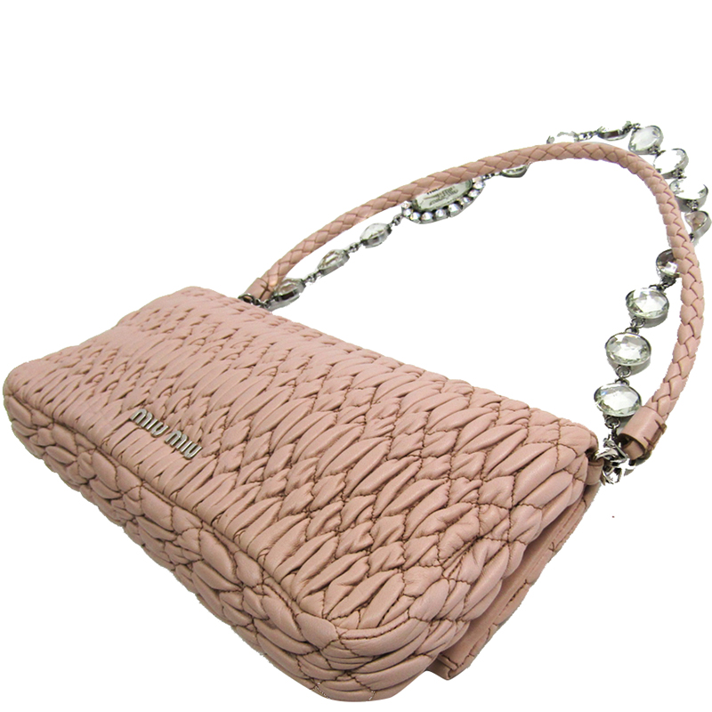 

Miu Miu Beige Matelasse Nappa Leather Cristal Shoulder Bag