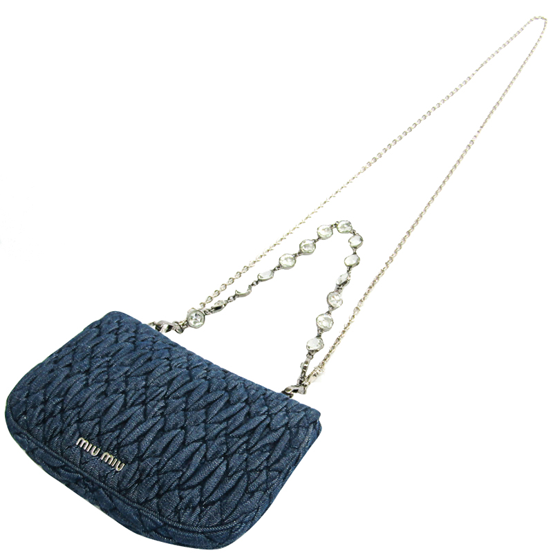 

Miu Miu Navy Blue Quilted Denim Shoulder Bag