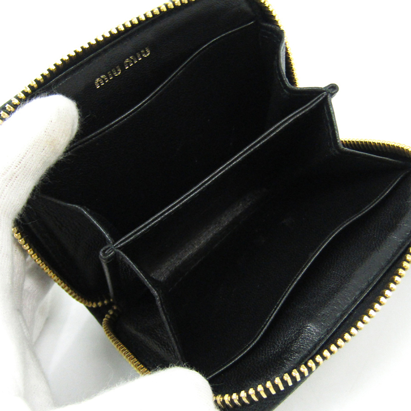 

Miu Miu Black Matelasse Leather Coin Wallet