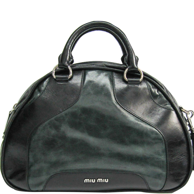 Buy Miu Miu Black/Gray Leather Satchel 223233 at best price | TLC