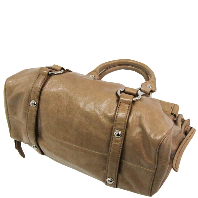 

Miu Miu Beige Vitello Lux Leather Top Handle Bag