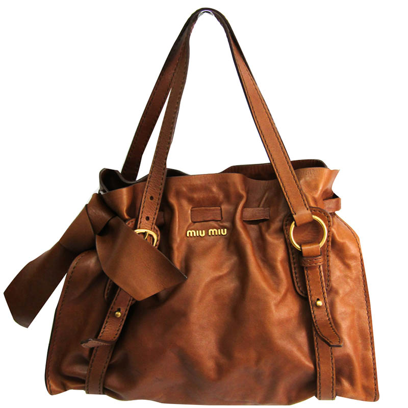 Miu Miu Brown Leather Tote Bag