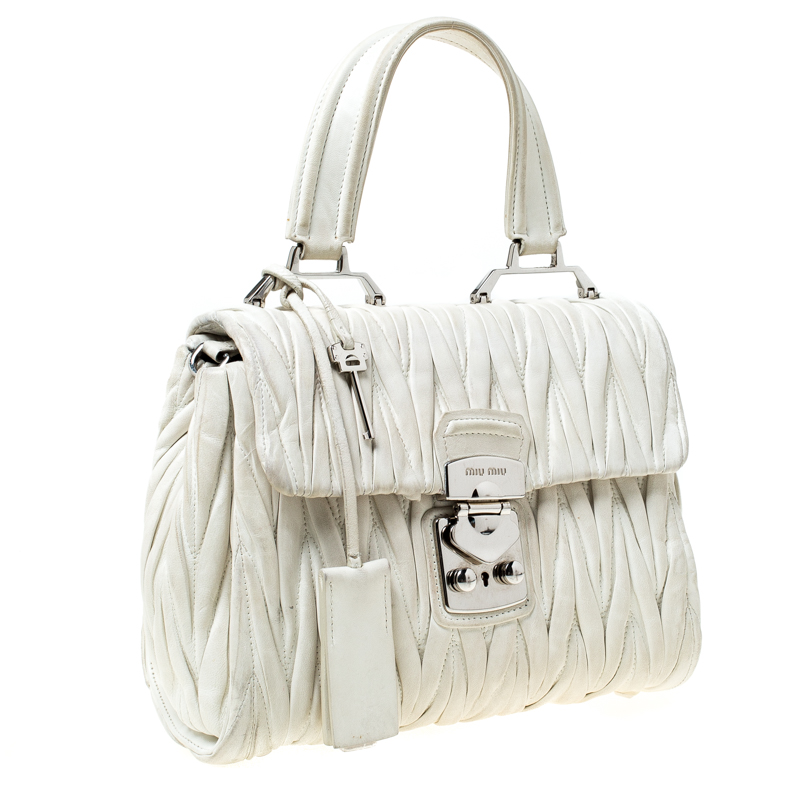Miu Miu White Matelasse Leather Top Handle Bag Miu Miu | TLC