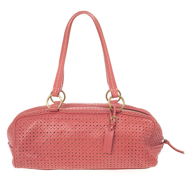 Miu Miu Pink Perforated Boston Bag