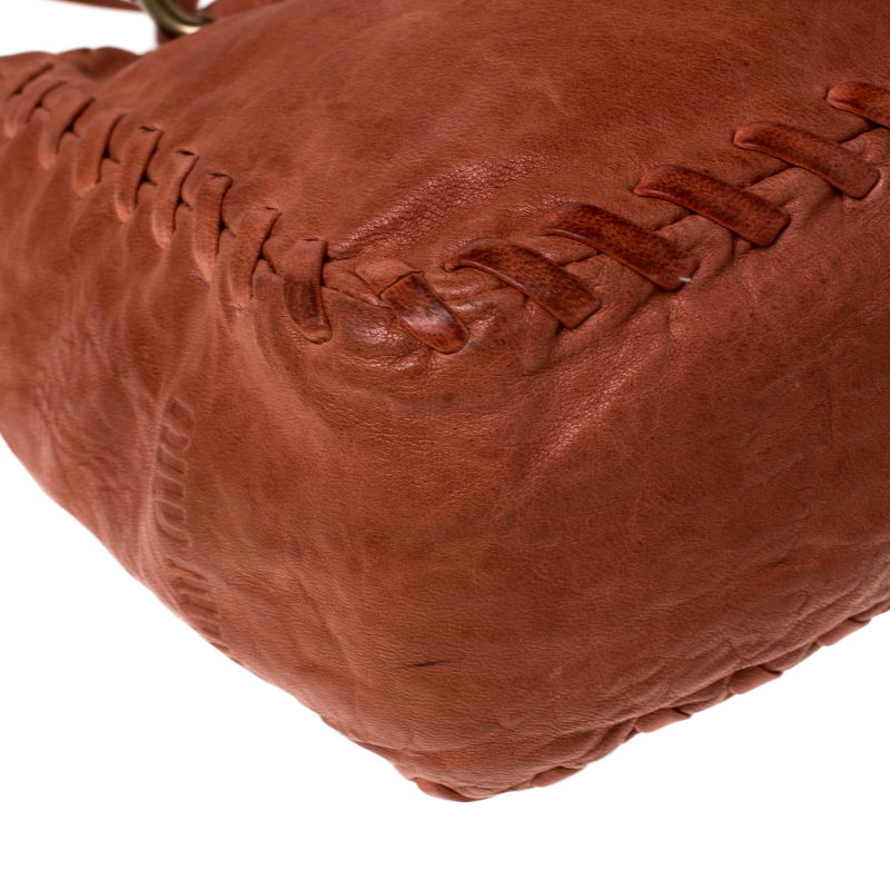 Pre-owned Miu Miu Orange Leather Small Shoulder Bag