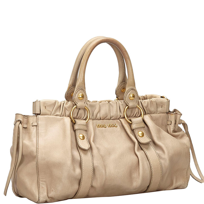 

Miu Miu Brown Gathered Leather Satchel