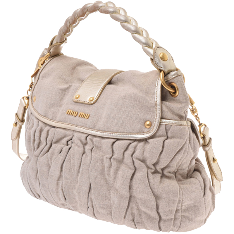 

Miu Miu Gray Canvas Satchel, Grey