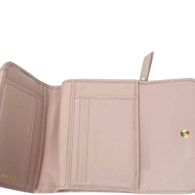 

Miu Miu Pink Matelasse Leather Tri-Fold Compact Wallet