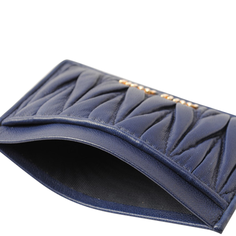 

Miu Miu Blue Matelasse Leather Card Case