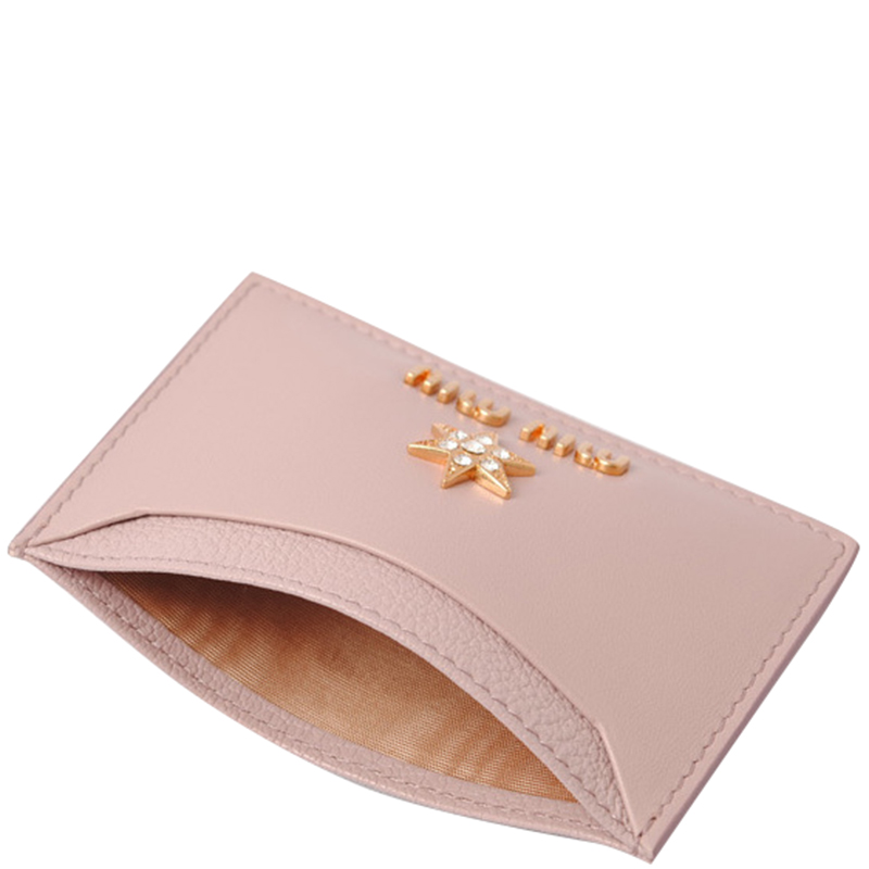 

Miu Miu Light Pink Leather Madras Card Case