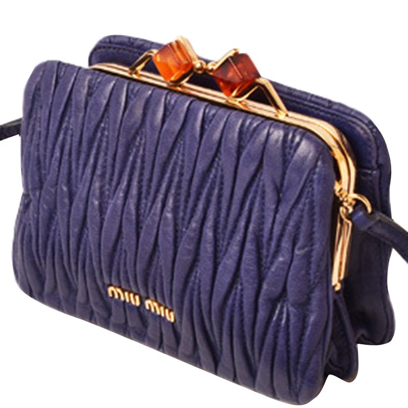 

Miu Miu Navy Blue Matelasse Crossbody Bag