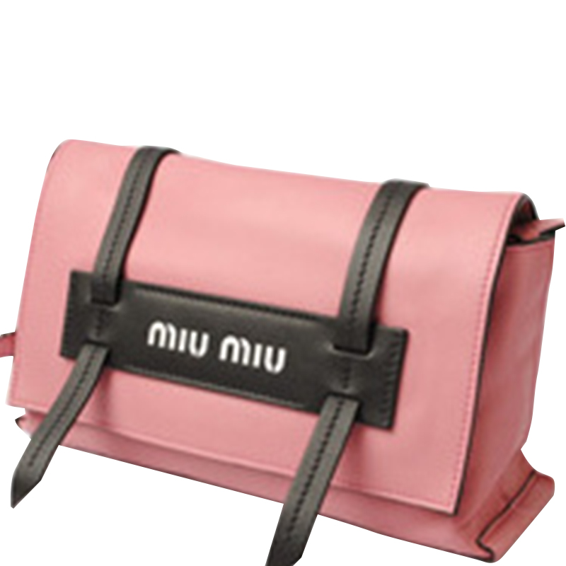 

Miu Miu Pink/Black Leather Crossbody Bag