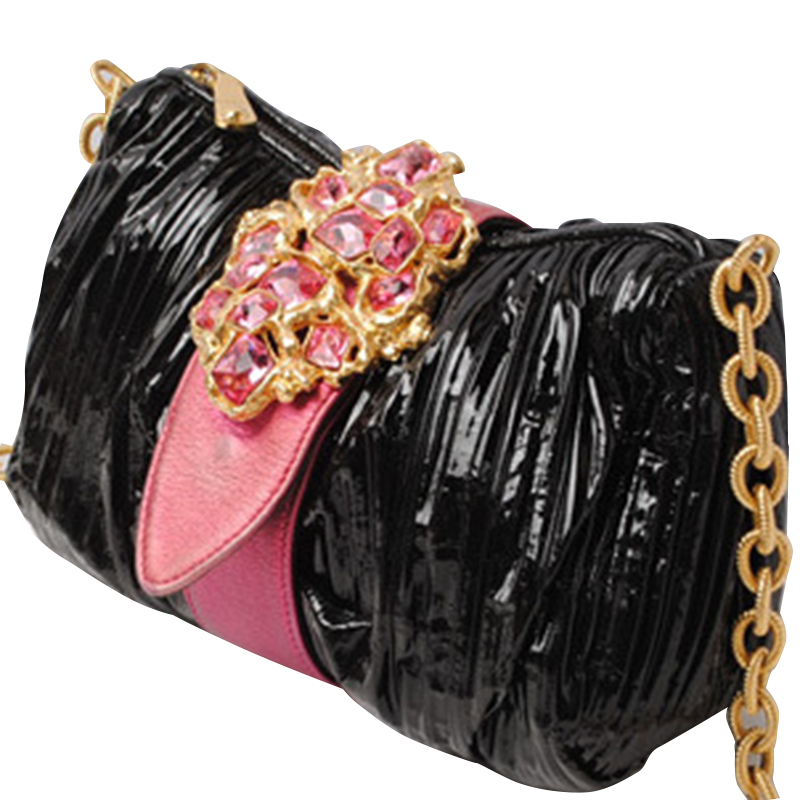

Miu Miu Black/Pink Patent Leather Chain Shoulder Bag