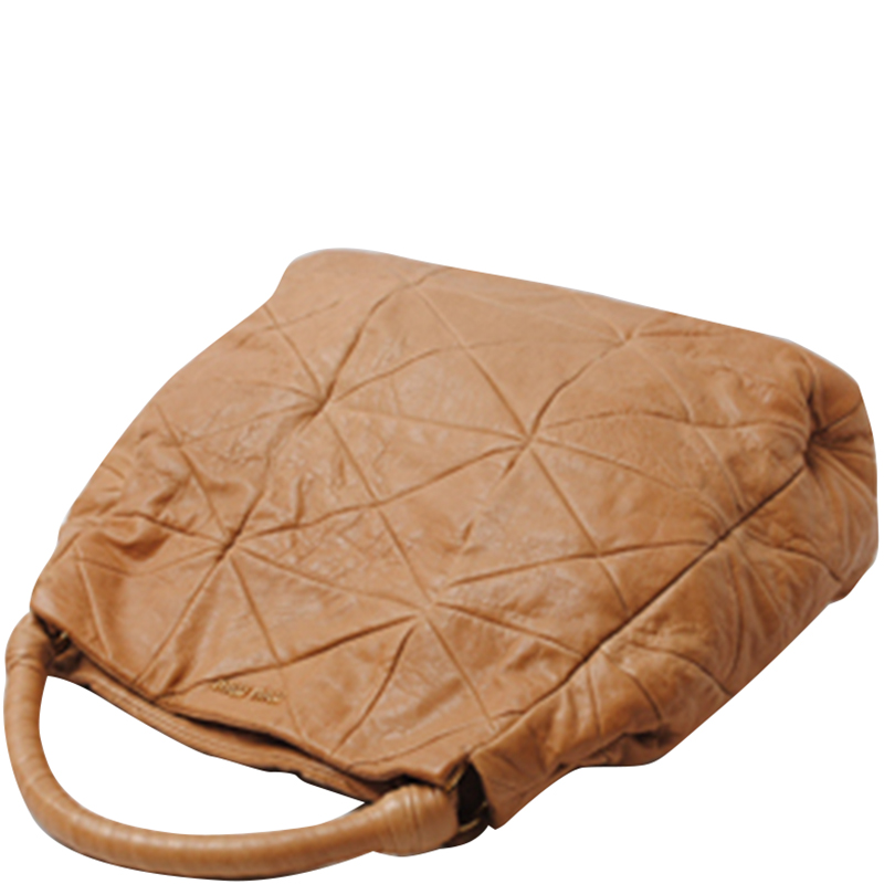 

Miu Miu Brown Leather Hobo Bag, Beige