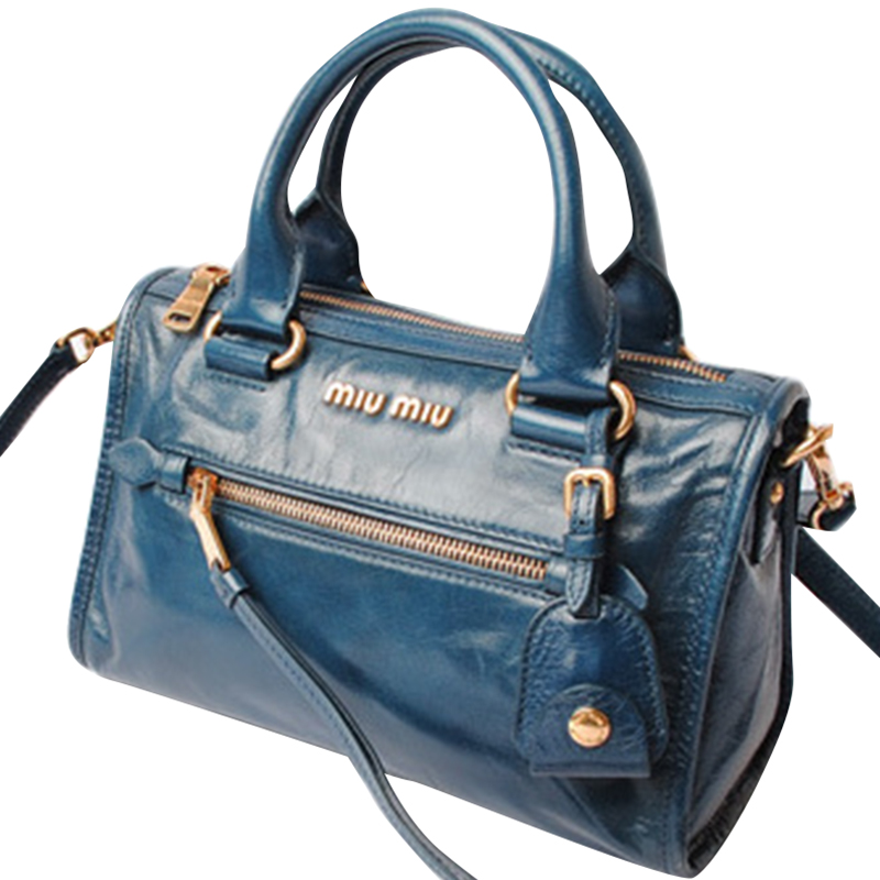 

Miu Miu Cobalt Leather Top Handle Bag, Blue