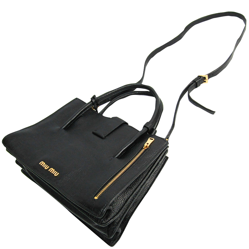 

Miu Miu Black Leather Top Handle Bag