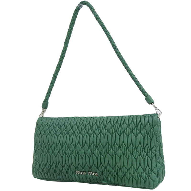 

Miu Miu Green Matelasse Nappa Leather Cristal Shoulder Bag