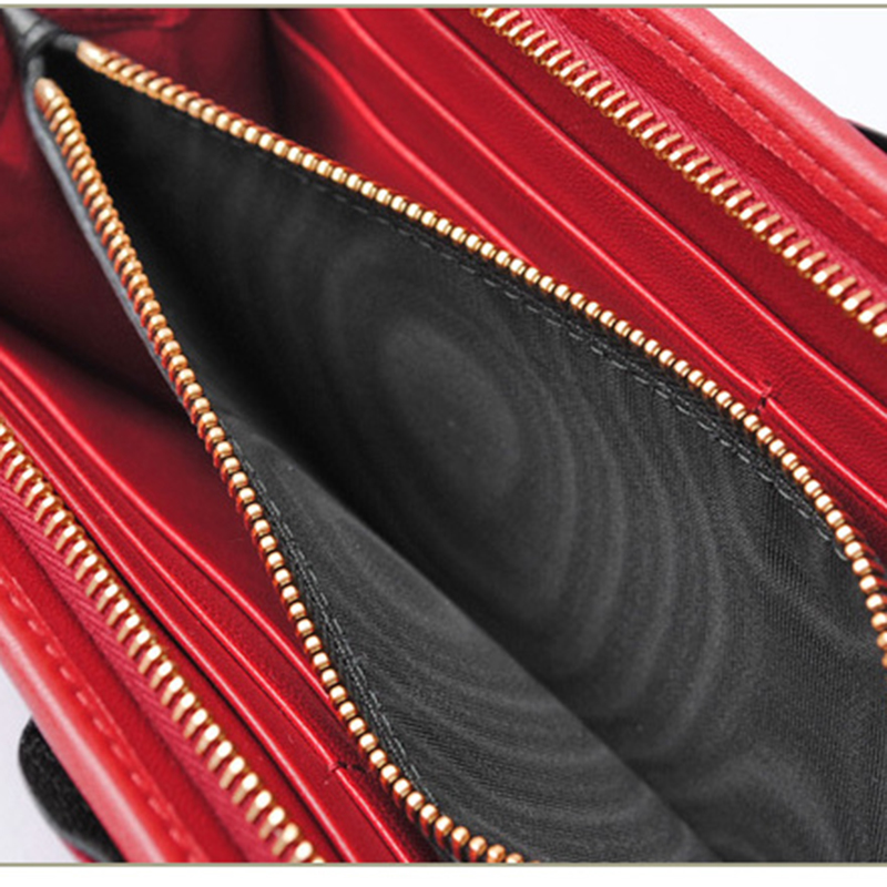 

Miu Miu Black/Red Leather Ruffle Zip Around Wallet
