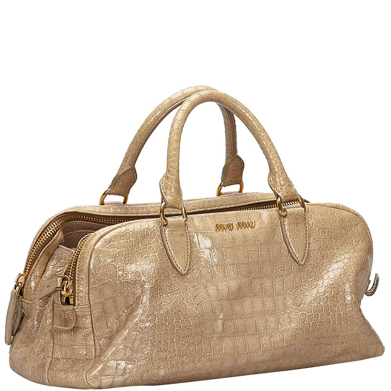 

Miu Miu Brown Croc Embossed Leather Satchel