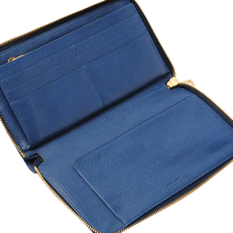 

Miu Miu Cobalt Blue Leather Madras Long Wallet