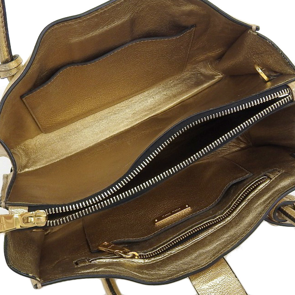 

Miu Miu Gold Leather Madras Top Handle Bag