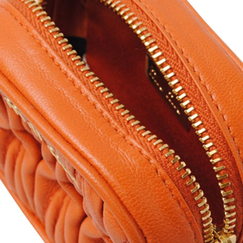 

Miu Miu Papaya Leather Matelasse Coin Case, Orange