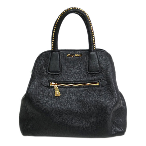 Miu Miu Black Leather Boston Bag