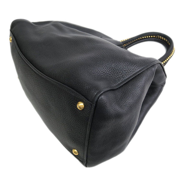 Pre Owned Miu Miu Black Leather Boston Bag