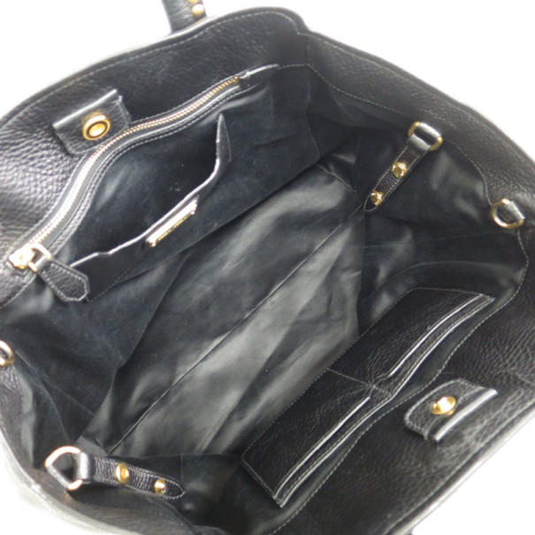 Pre Owned Miu Miu Black Leather Boston Bag