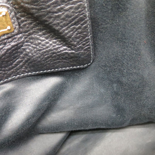 Pre Owned Miu Miu Black Leather Boston Bag