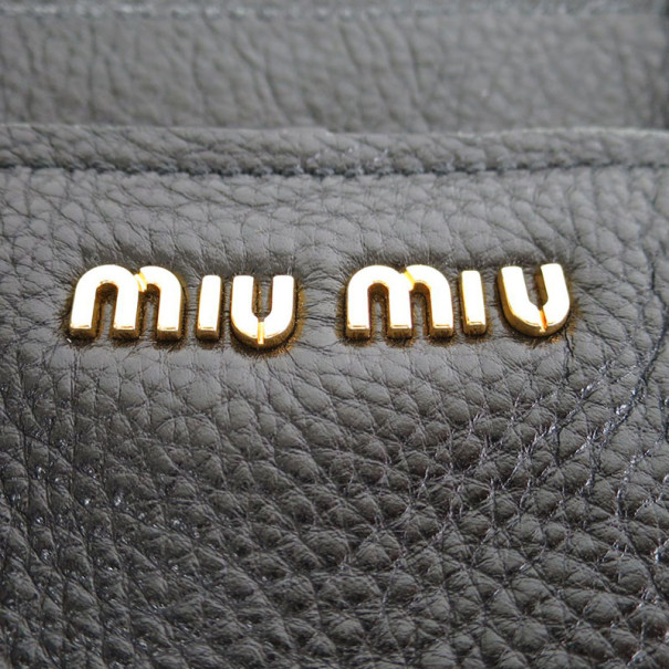 Pre Owned Miu Miu Black Leather Boston Bag