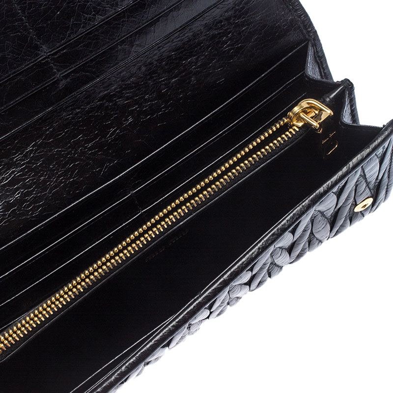 

Miu Miu Black Matelass÷ Leather Flap Continental Wallet