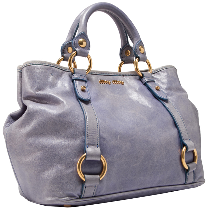 

Miu Miu Purple Vitello Shine Leather Satchel