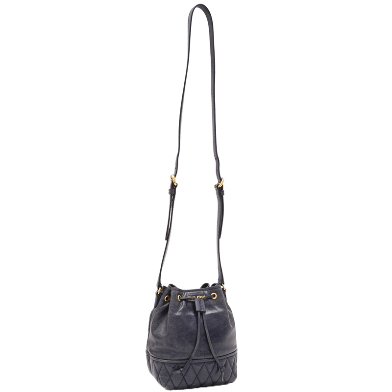 

Miu Miu Blue Vitello Shine Leather Trapu Sling Bag