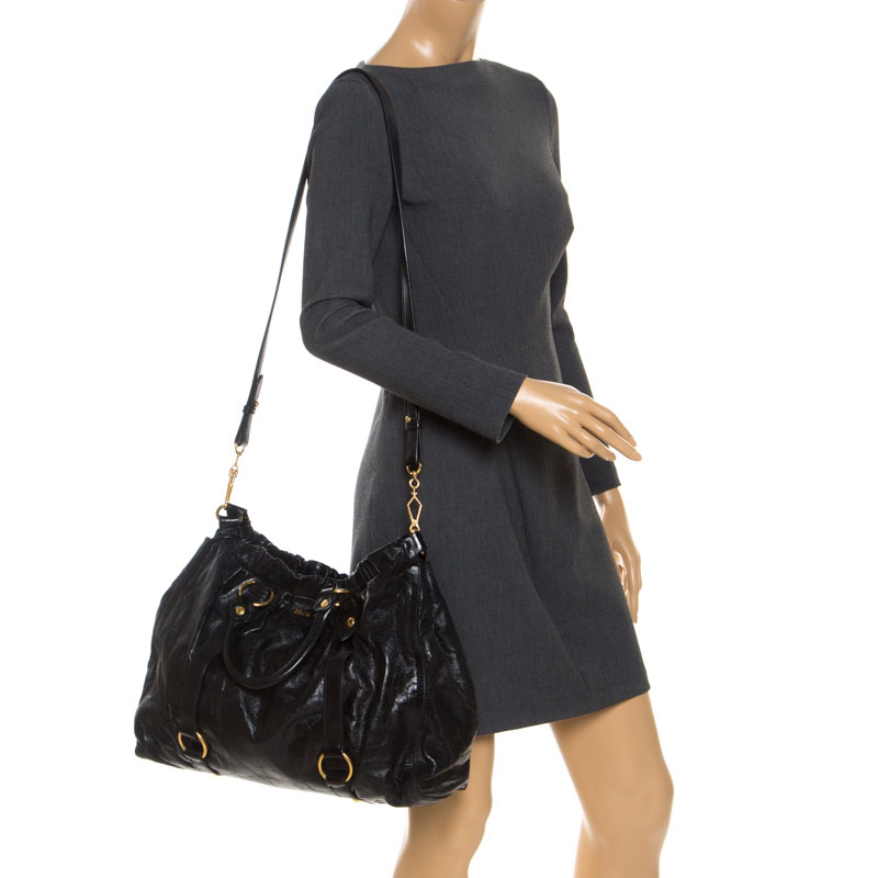 

Miu Miu Black Lux Leather Vitello Satchel