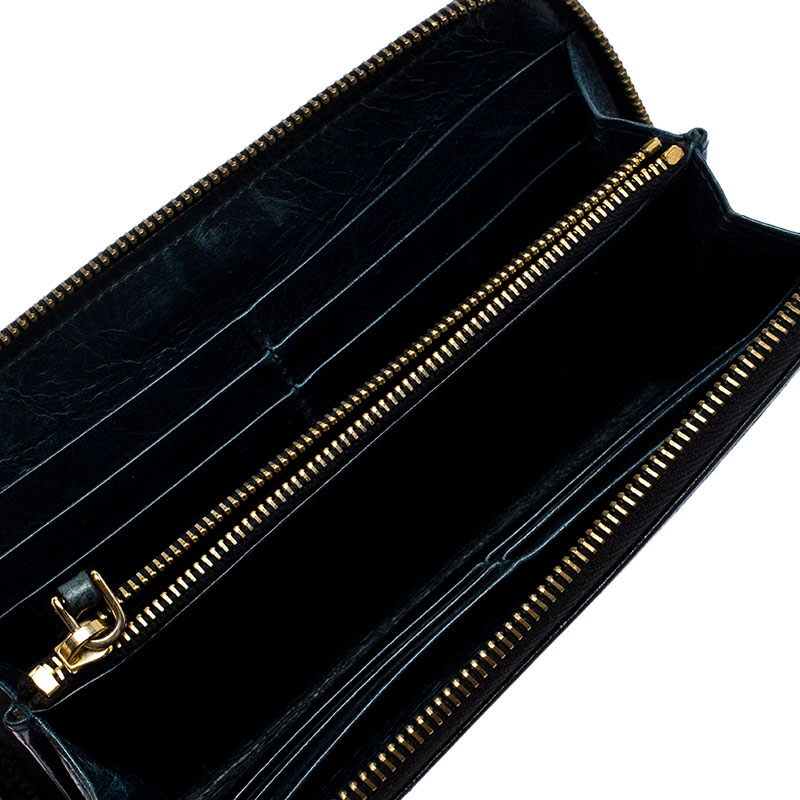 

Miu Miu Black Leather Zip Around Wallet